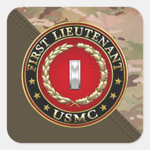 US Marines: Eerste luitenant (USMC 1stLt) [3D] Vierkante Sticker