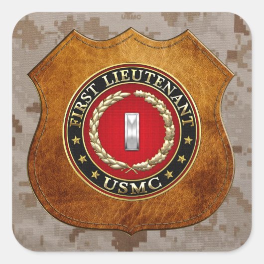 US Marines: Eerste luitenant (USMC 1stLt) [3D] Vierkante Sticker (Voorkant)