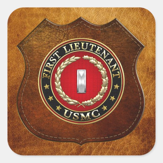 US Marines: Eerste luitenant (USMC 1stLt) [3D] Vierkante Sticker (Voorkant)
