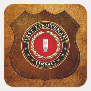 US Marines: Eerste luitenant (USMC 1stLt) [3D] Vierkante Sticker