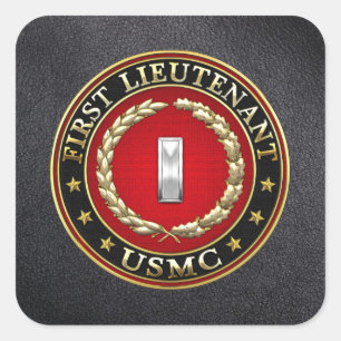US Marines: Eerste luitenant (USMC 1stLt) [3D] Vierkante Sticker