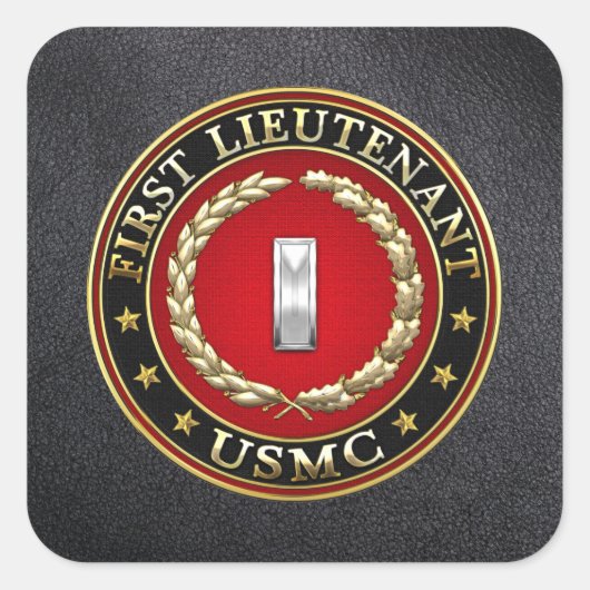 US Marines: Eerste luitenant (USMC 1stLt) [3D] Vierkante Sticker (Voorkant)