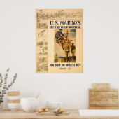 US Marines First to Hoist Old Glory Poster (Keuken)