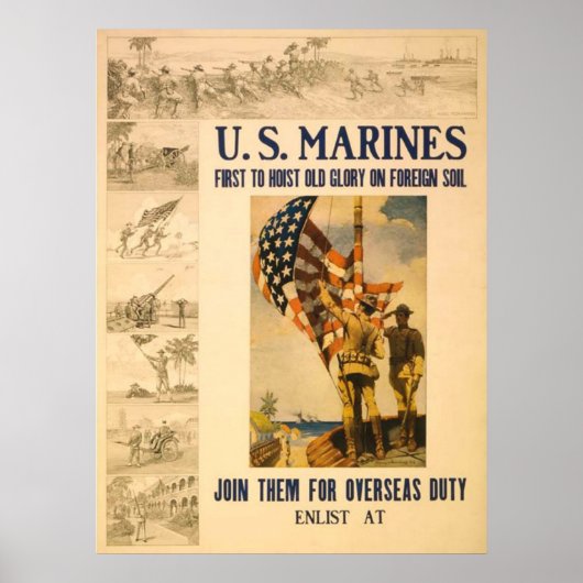 US Marines First to Hoist Old Glory Poster (Voorkant)