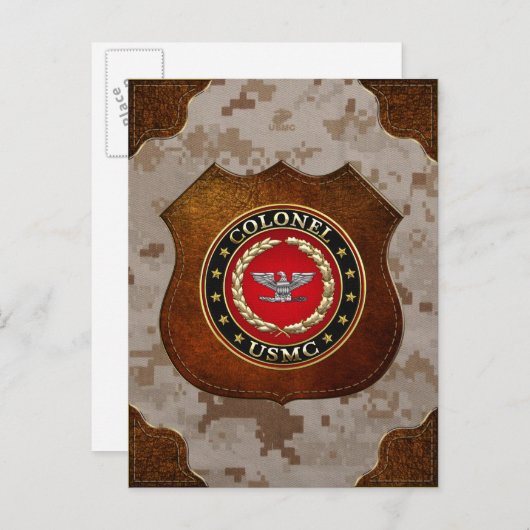 US Marines: Kolonel (USMC Col) [3D] Briefkaart (Voorkant / Achterkant)