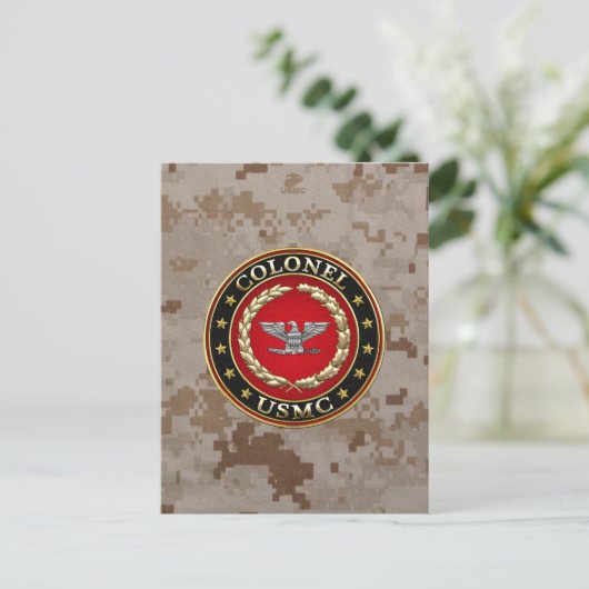 US Marines: Kolonel (USMC Col) [3D] Briefkaart (Staand voorkant)