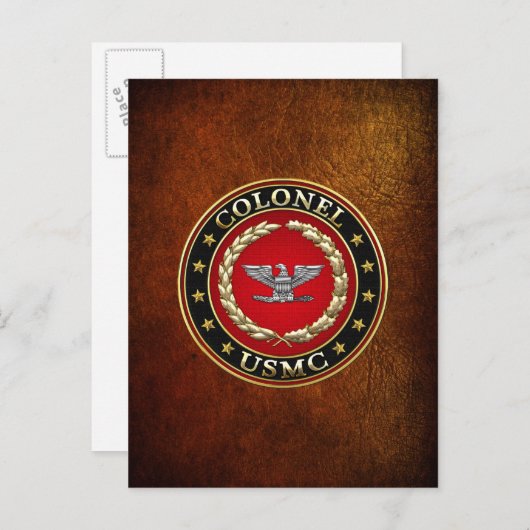 US Marines: Kolonel (USMC Col) [3D] Briefkaart (Voorkant / Achterkant)
