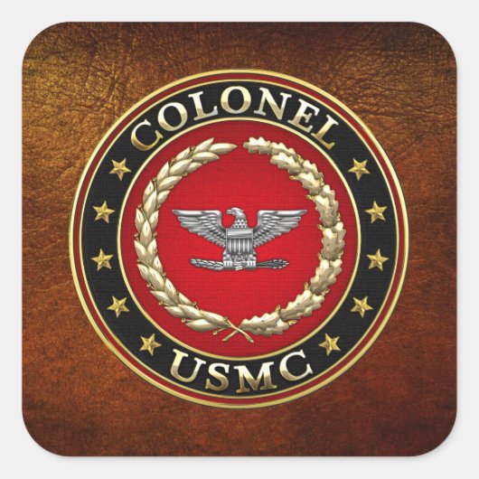 US Marines: Kolonel (USMC Col) [3D] Vierkante Sticker (Voorkant)
