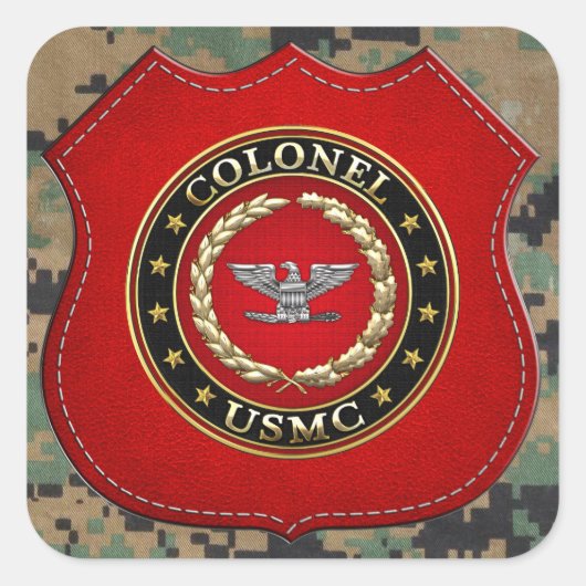 US Marines: Kolonel (USMC Col) [3D] Vierkante Sticker (Voorkant)
