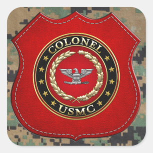 US Marines: Kolonel (USMC Col) [3D] Vierkante Sticker