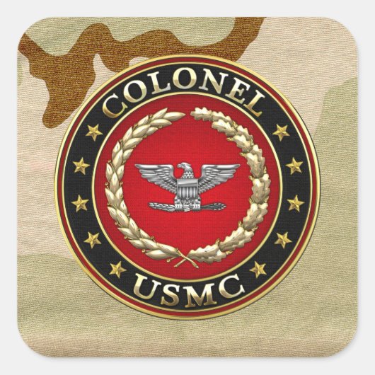 US Marines: Kolonel (USMC Col) [3D] Vierkante Sticker (Voorkant)