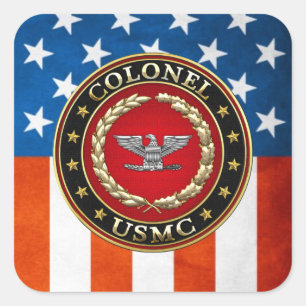 US Marines: Kolonel (USMC Col) [3D] Vierkante Sticker
