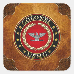 US Marines: Kolonel (USMC Col) [3D] Vierkante Sticker