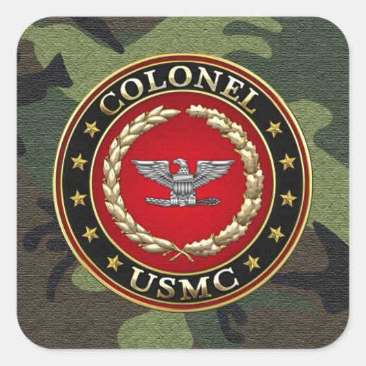 US Marines: Kolonel (USMC Col) [3D] Vierkante Sticker (Voorkant)