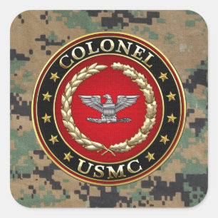 US Marines: Kolonel (USMC Col) [3D] Vierkante Sticker