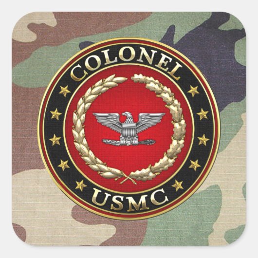 US Marines: Kolonel (USMC Col) [3D] Vierkante Sticker (Voorkant)
