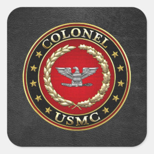 US Marines: Kolonel (USMC Col) [3D] Vierkante Sticker