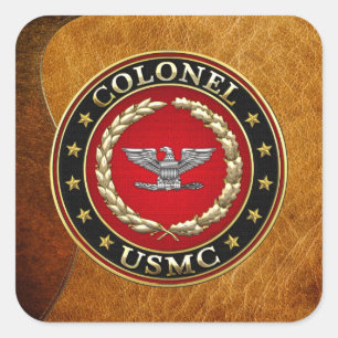 US Marines: Kolonel (USMC Col) [3D] Vierkante Sticker