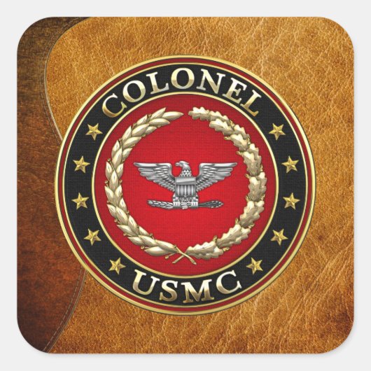 US Marines: Kolonel (USMC Col) [3D] Vierkante Sticker (Voorkant)