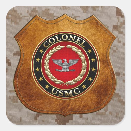 US Marines: Kolonel (USMC Col) [3D] Vierkante Sticker (Voorkant)