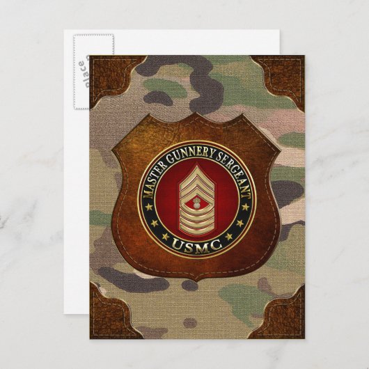 US Marines: Master Gunnery Sergeant (USMC MGySgt) Briefkaart (Voorkant / Achterkant)