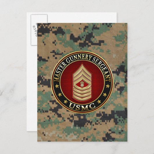 US Marines: Master Gunnery Sergeant (USMC MGySgt) Briefkaart (Voorkant / Achterkant)