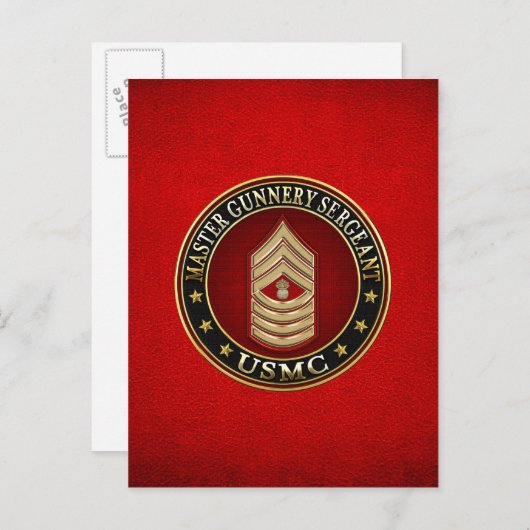 US Marines: Master Gunnery Sergeant (USMC MGySgt) Briefkaart (Voorkant / Achterkant)