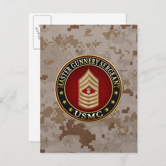 US Marines: Master Gunnery Sergeant (USMC MGySgt) Briefkaart (Voorkant / Achterkant)