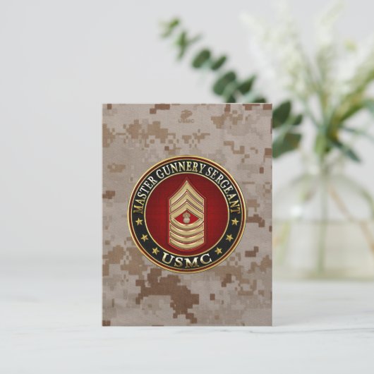 US Marines: Master Gunnery Sergeant (USMC MGySgt) Briefkaart (Staand voorkant)