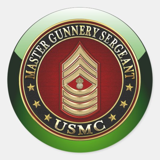 US Marines: Master Gunnery Sergeant (USMC MGySgt) Ronde Sticker (Voorkant)