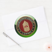 US Marines: Master Gunnery Sergeant (USMC MGySgt) Ronde Sticker (Envelop)