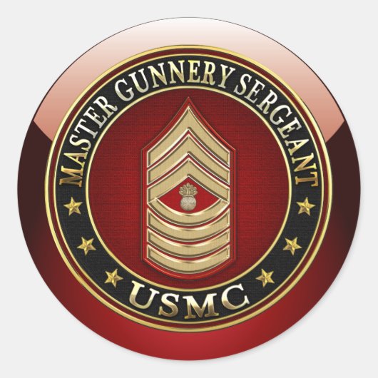US Marines: Master Gunnery Sergeant (USMC MGySgt) Ronde Sticker (Voorkant)