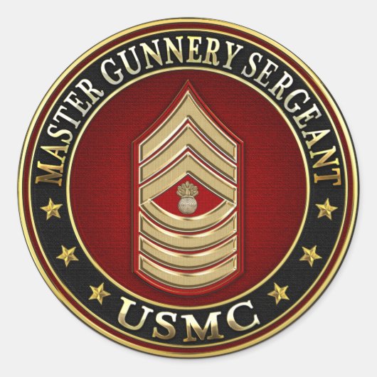 US Marines: Master Gunnery Sergeant (USMC MGySgt) Ronde Sticker (Voorkant)