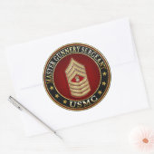 US Marines: Master Gunnery Sergeant (USMC MGySgt) Ronde Sticker (Envelop)
