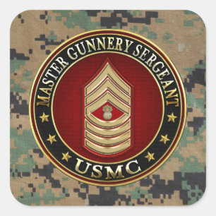 US Marines: Master Gunnery Sergeant (USMC MGySgt) Vierkante Sticker