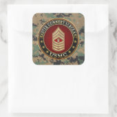 US Marines: Master Gunnery Sergeant (USMC MGySgt) Vierkante Sticker (Tas)