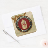 US Marines: Master Gunnery Sergeant (USMC MGySgt) Vierkante Sticker (Envelop)