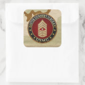 US Marines: Master Gunnery Sergeant (USMC MGySgt) Vierkante Sticker (Tas)