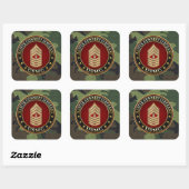 US Marines: Master Gunnery Sergeant (USMC MGySgt) Vierkante Sticker (Vel)