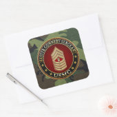 US Marines: Master Gunnery Sergeant (USMC MGySgt) Vierkante Sticker (Envelop)