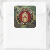 US Marines: Master Gunnery Sergeant (USMC MGySgt) Vierkante Sticker (Tas)