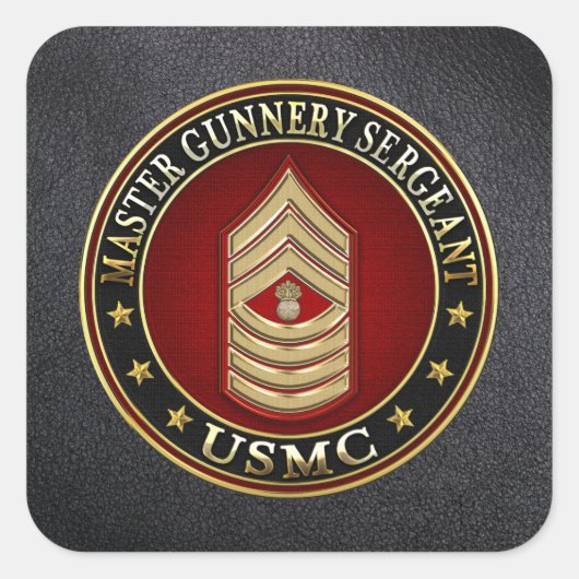 US Marines: Master Gunnery Sergeant (USMC MGySgt) Vierkante Sticker (Voorkant)