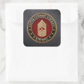 US Marines: Master Gunnery Sergeant (USMC MGySgt) Vierkante Sticker (Tas)
