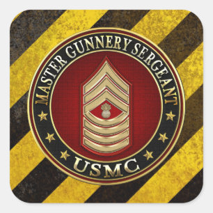US Marines: Master Gunnery Sergeant (USMC MGySgt) Vierkante Sticker