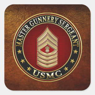 US Marines: Master Gunnery Sergeant (USMC MGySgt) Vierkante Sticker