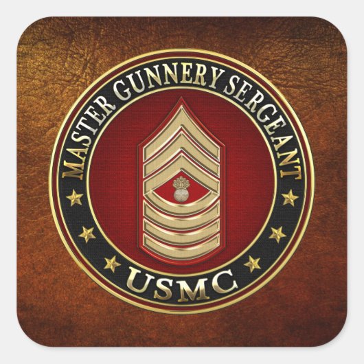 US Marines: Master Gunnery Sergeant (USMC MGySgt) Vierkante Sticker (Voorkant)