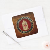 US Marines: Master Gunnery Sergeant (USMC MGySgt) Vierkante Sticker (Envelop)
