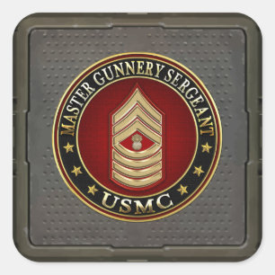 US Marines: Master Gunnery Sergeant (USMC MGySgt) Vierkante Sticker