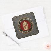 US Marines: Master Gunnery Sergeant (USMC MGySgt) Vierkante Sticker (Envelop)