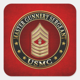 US Marines: Master Gunnery Sergeant (USMC MGySgt) Vierkante Sticker